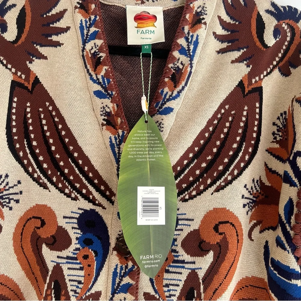 FARM Rio Sand Nature Land Cardigan Size XS NWT - Picture 12 of 16